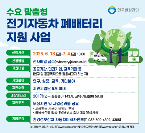 전기차 폐배터리 민간 회수체계 구축 지원사업 공고
